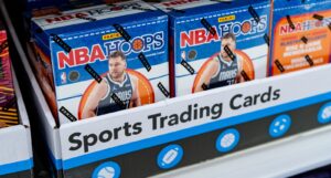 A picture of a box of NBA sports trading cards