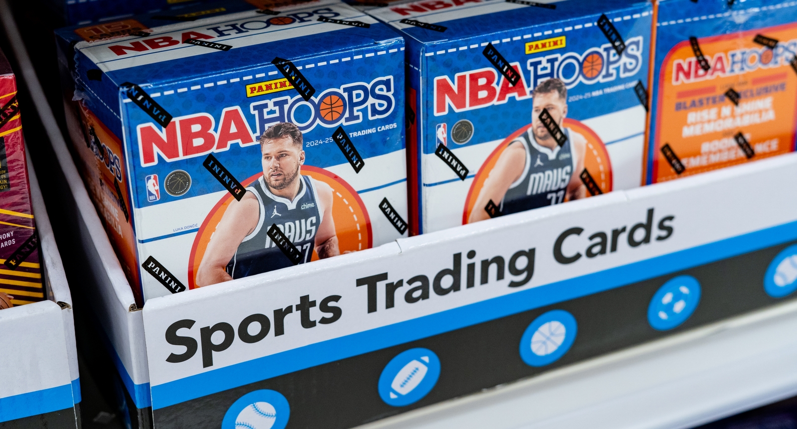 A picture of a box of NBA sports trading cards