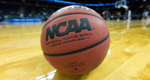 A picture of an NCAA basketball