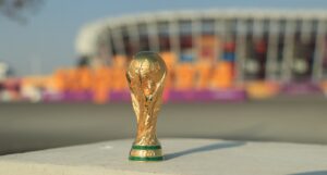 A picture of the World Cup trophy
