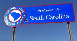 A "Welcome To South Carolina" sign