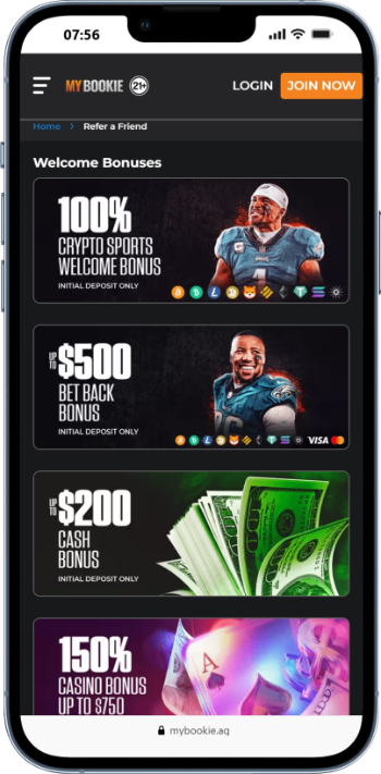 Betnow's promotions screen for betting offers
