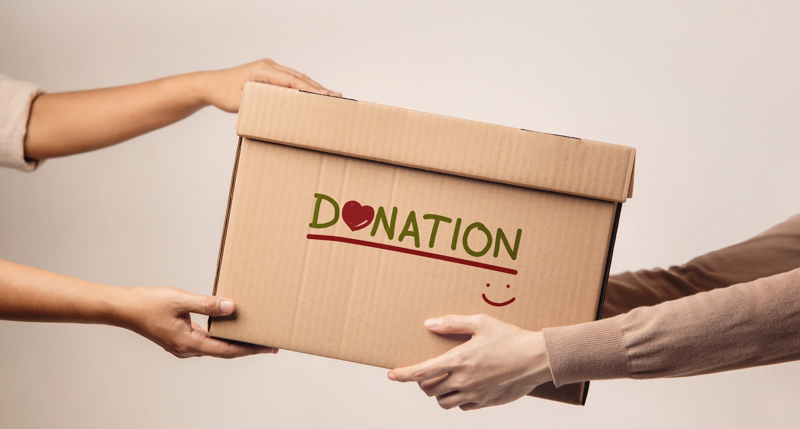 A picture of a box with "donation" written on it