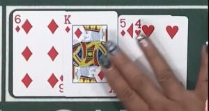 A screenshot of a dealer making a mistake with four cards on the flop