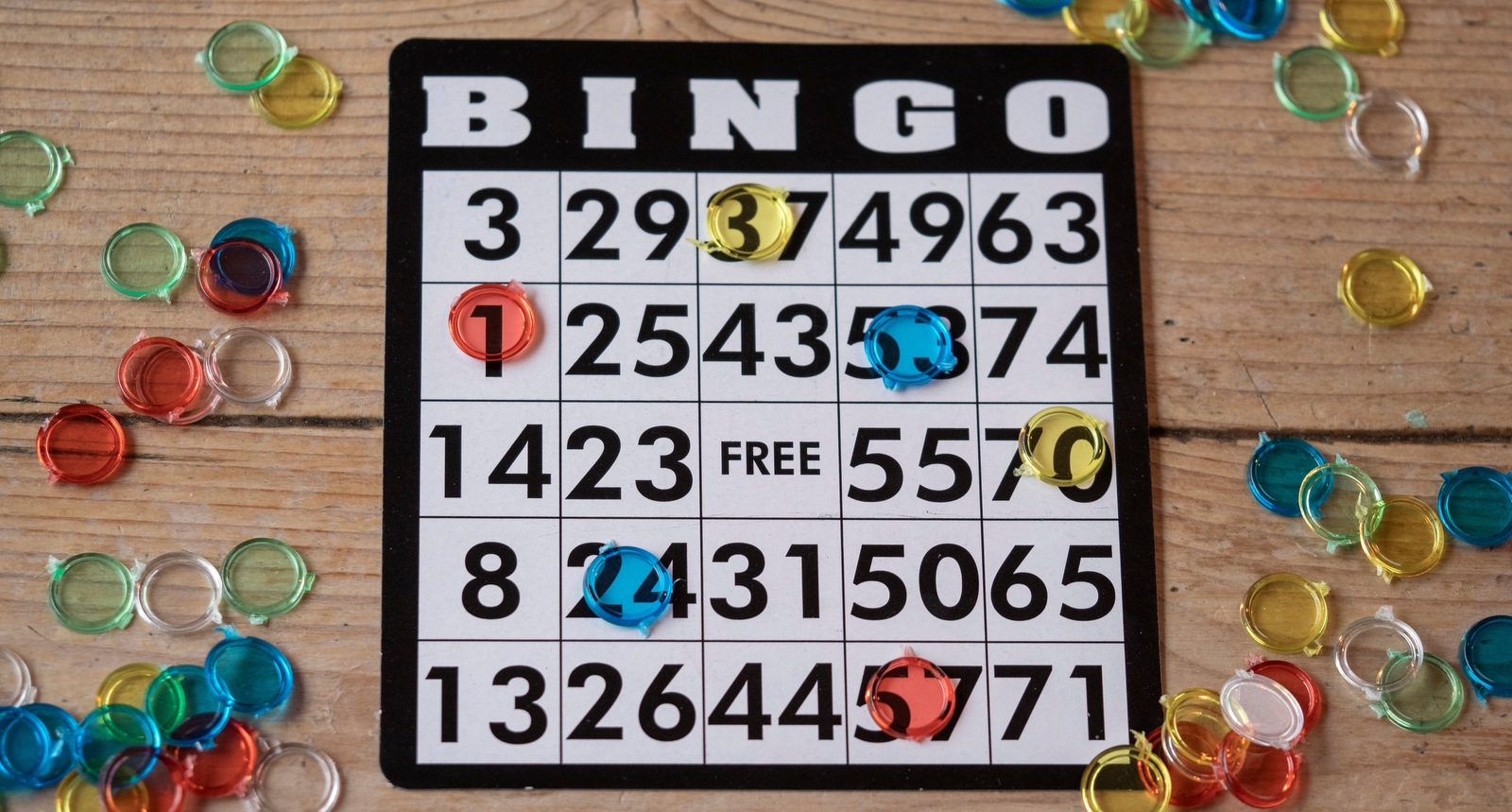 A picture of a bingo board