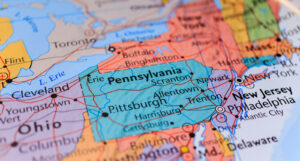 A picture of a map of Pennsylvavnia