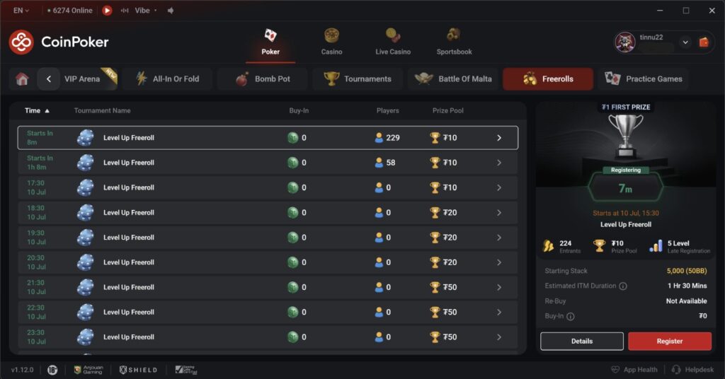 coinpoker freeroll page