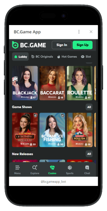 BC.Game Telegram bot interface