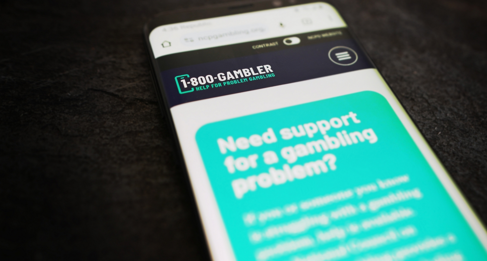 A picture of a problem gambling hotline number